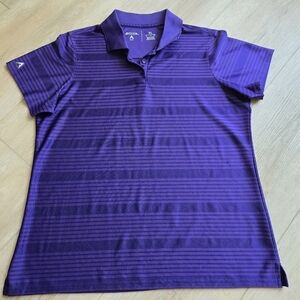Antigua Women's XL royal purple lobelia stripe short sleeve polo EUC